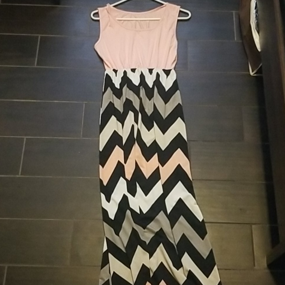 💜 Chevron print Maxi casual summer Dress